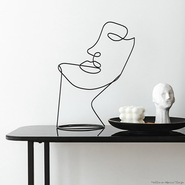 Black Metal Human Face Artwork For Home Décor