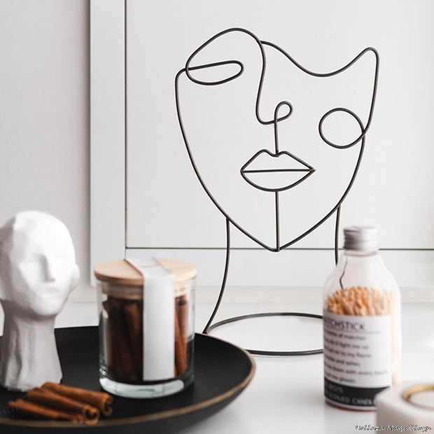 Black Metal Human Face Artwork For Home Décor